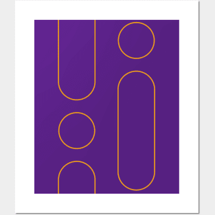 Purple background with orange oval and round shapes Posters and Art